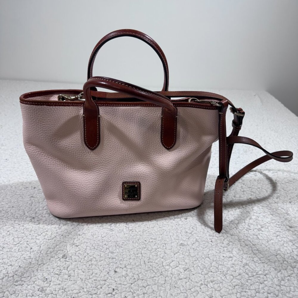Dooney & Bourke Brielle Satchel Purse Pink Pebble Leather Red Lining